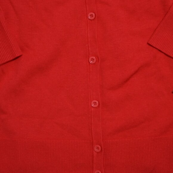 NEW 14th & Union Red Cardigan 3/4 Sleeve Size L in Womens - Picture 4 of 7